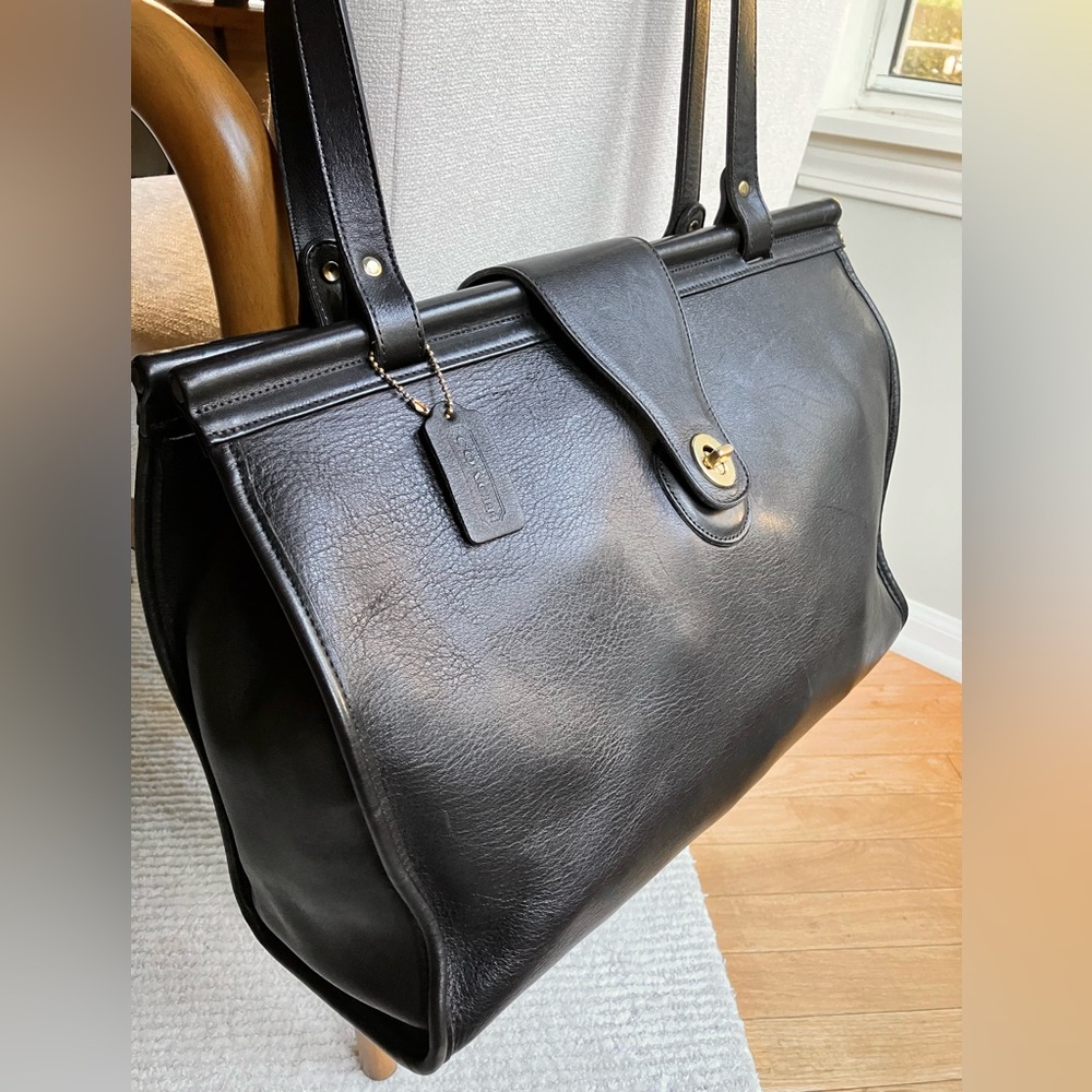 Vintage COACH Black #9096 Barclay Leather Tote Bag